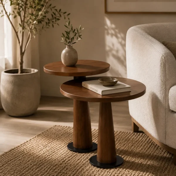 Stone Bedside Table in room